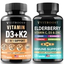 Vitamin D3 K2 Complex with Elderberry Immune Support Supplement 8-in-1 Formula