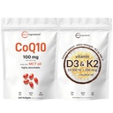 Micro Ingredients Vitamin D3 10,000iu + K2 200mcg & CoQ10 100mg Bundle 2 Pack | Essential Sunshine Vitamins | High Absorption Ubiquinone