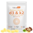 Vitamin D3 K2 120PCS with Coconut Oil, K2 D3 Vitamin Supplement, Support Immune Health, Fast Absorption, D3 K2 Vitamin 10000 iu, Support Bone Health, Non-GMO