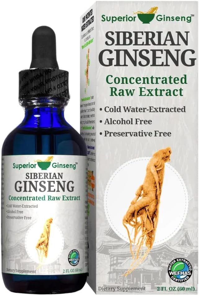 Σιβηρικό εκχύλισμα ρίζας Ginseng - Βιολογικά συστατικά & Αλκοόλ Χωρίς - 2oz - Πατενταρισμένο κρύο μεταλλικό νερό Fulvic - Adaptogen - Ανοσοποιητική υποστήριξη για τους ανθρώπους & κατοικίδια