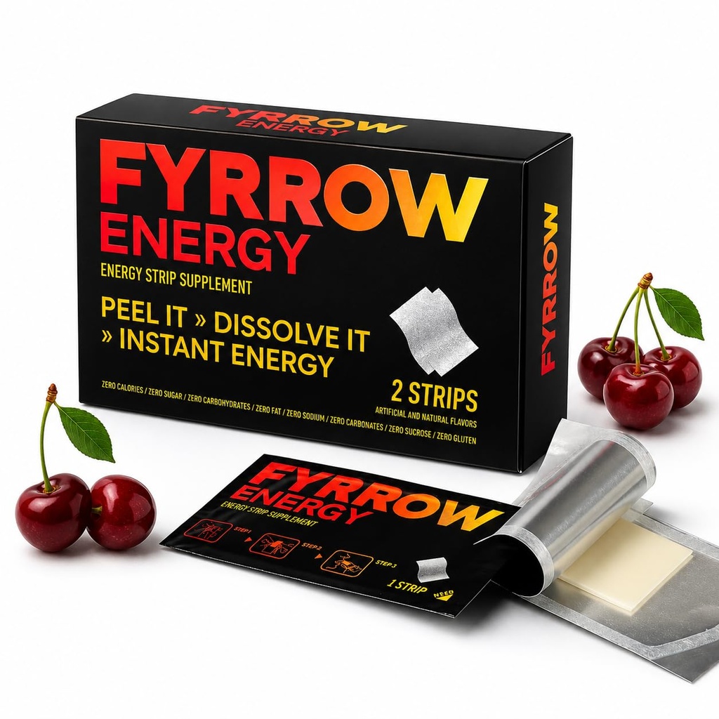 24 Caffeine Strips 81mg per Strip Fast-Dissolving Oral Strips with Vitamin B3 Zero Calories Cherry Flavor Sugar-Free & Portable On-the-Go Convenience
