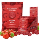 Proper Wild Energy Chews & Gummies for Focus & Clean Energy, Vegan with L-Theanine & Organic Caffeine, Plant-Based, Gluten-Free, Non-GMO, Strawberry (10-Pack)