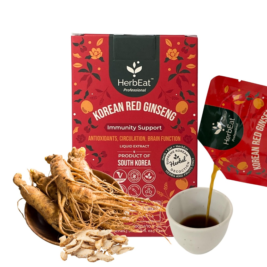 Korean Red Ginseng Prime Liquid Extract - 11mg Ginsenosides, 6-Year-Old Panax Red Ginseng for Energy & Immune Support - Dr. Kim Formulated, No Added Sugar, Vegan - 10 Pouches (30 mL Each)