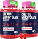 Creatine Monohydrate Gummies for Women & Men, Taurine & B6, Chewable Creatina Pre Workout Gummies for Max Strength & Muscle Growth, Energy, Endurance, Createine for Men & Women - 2 Μπουκάλια