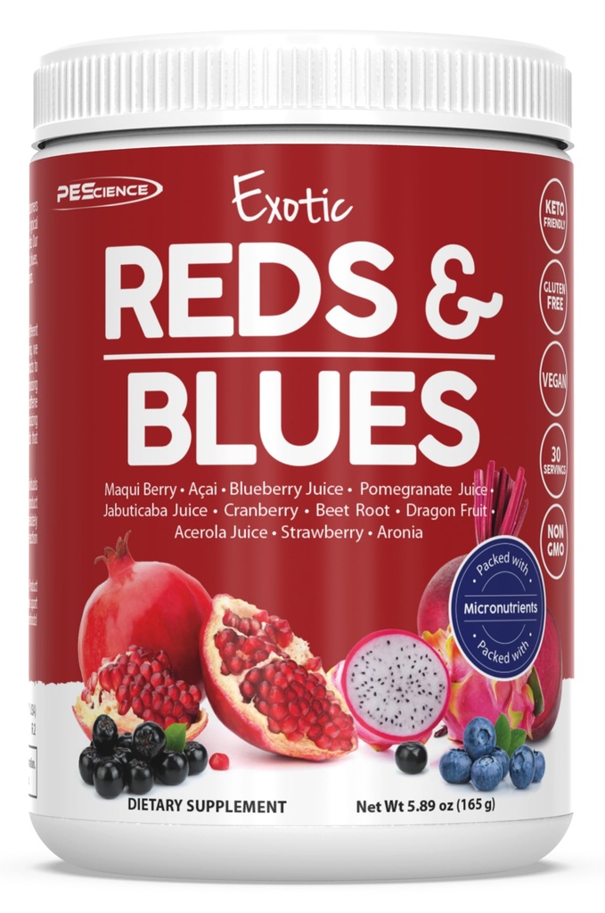 PEScience Reds & Blues Superfoods Σκόνη, 30 Σερβιέτες, Myo-Inositol συμπλήρωμα, Σκόνη ρίζας τεύτλων, Ρόδι και εκχύλισμα Acai, Καταψύξη-Dried Αντιοξειδωτικό μείγμα φρούτων
