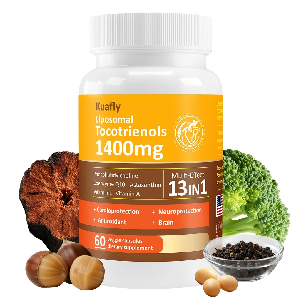 Liposomal Tocotrienols Vitamin E 1400mg - High Potency Vitamin E Tocotrienols with Phosphatidylcholine, Astaxanthin 60 Capsules