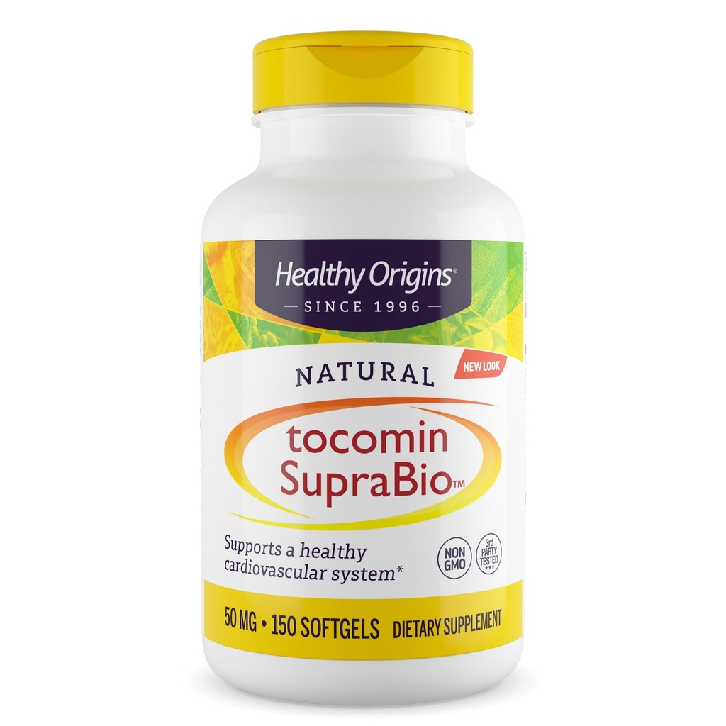 Healthy Origins Tocomin SupraBio 50 mg, 150 Softgels - Full Spectrum Palm Tocotrienol Complex - Supports Cardiovascular Health, Brain Function & Skin Cellular Support - Non-GMO, Gluten-Free & Soy-Free