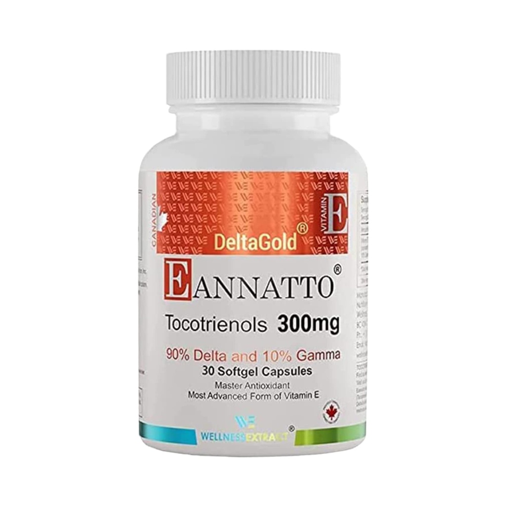 WELLNESS EXTRACT Eannatto Tocotrienols Vitamin E Supplements Tocopherol Free, Non-GMO, Gluten Free & Antioxidant (300MG 30 Softgels)