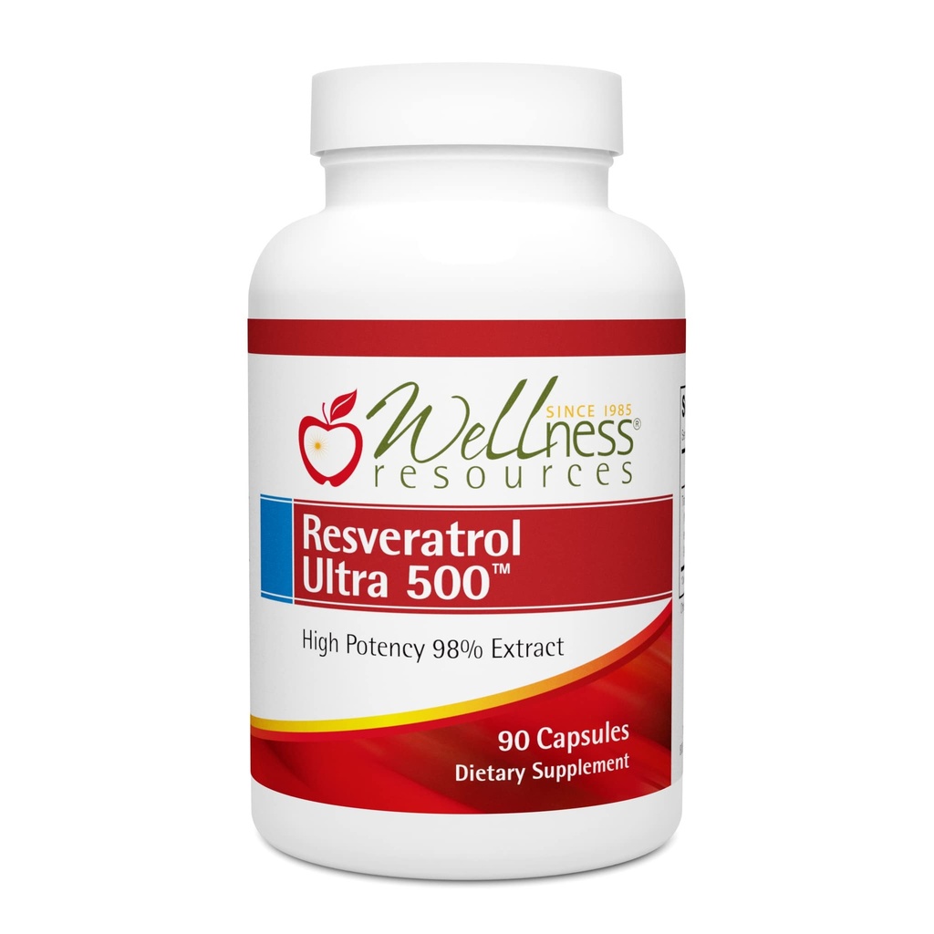 Wellness Resources Resveratrol Ultra 500 - High Potency 98% Trans-Resveratrol 500mg Per Capsule (90 Capsules) - Bioactive Resveratrol Supplement