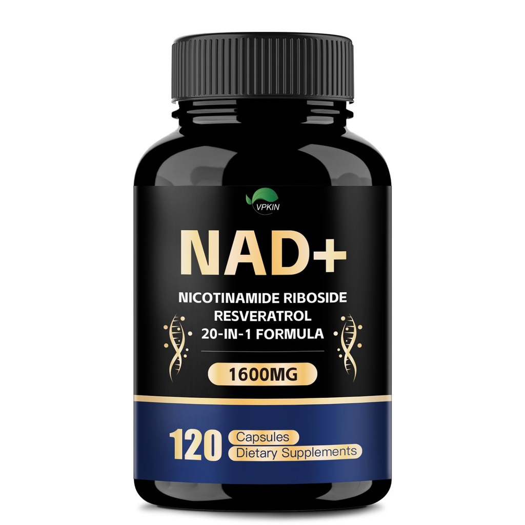 NAD Supplement,1500mg NAD+ Supplement with Resveratrol,Nicotinamide,Quercetin,CoQ10,Support Energy & Repair, Vitality,Non-GMO, No Fillers(120 Capsules)