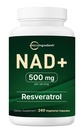 Micro Ingredients NAD+ 500mg with Resveratrol, 240 Veggie Capsules | 2-in-1 NAD Supplement for Women & Men | NMN Pathway Alternative | Non-GMO, Gluten Free