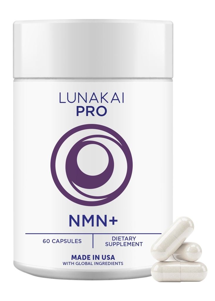 Lunakai USA Made NMN Supplement 500mg 6-in-1 with TMG & Resveratrol 98% - Daily NAD+ & Energy Support for Healthy Aging & Cellular Health, Nicotinamide Mononucleotide, 60 Capsules