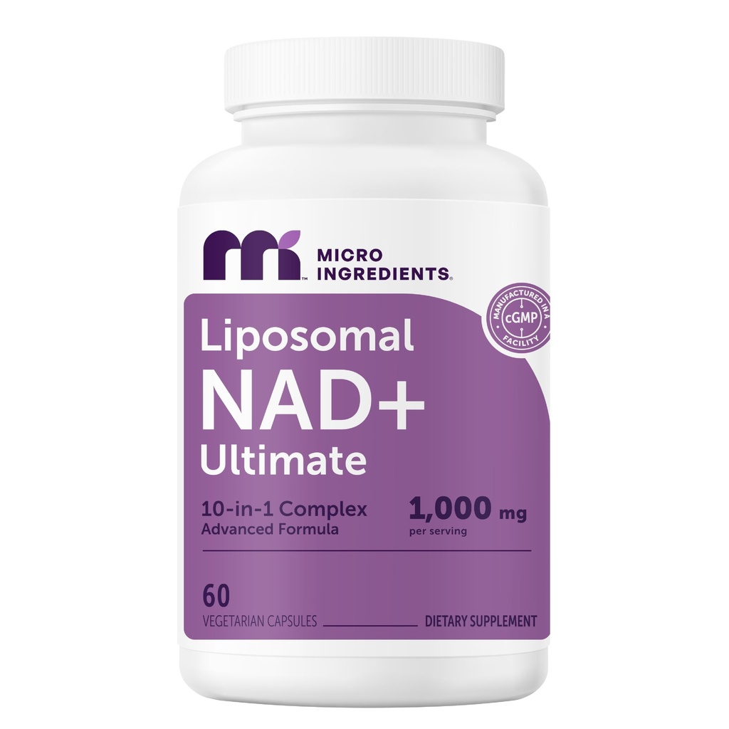 Micro Ingredients Liposomal NAD+ Ultimate Complex 1,000mg | 60 Veggie Capsules | NMN Pathway Formula | 10-in-1 with Resveratrol, Glutathione, & Astaxanthin | NAD Supplement for Women & Men