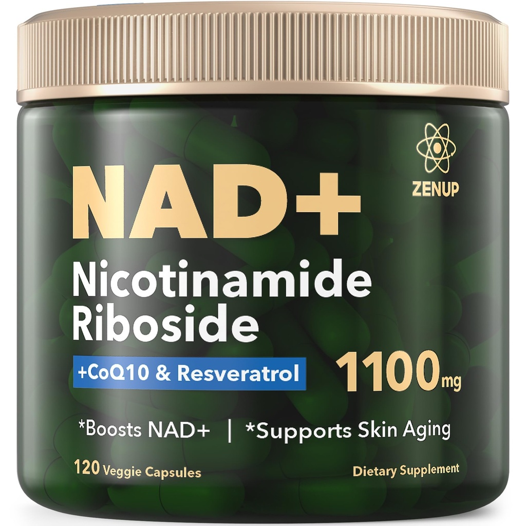 NAD+ Supplement | 1100mg Liposomal Nicotinamide Riboside with Resveratrol & Quercetin | Anti-Aging, Cellular Energy, Mental Focus | 120 Caps