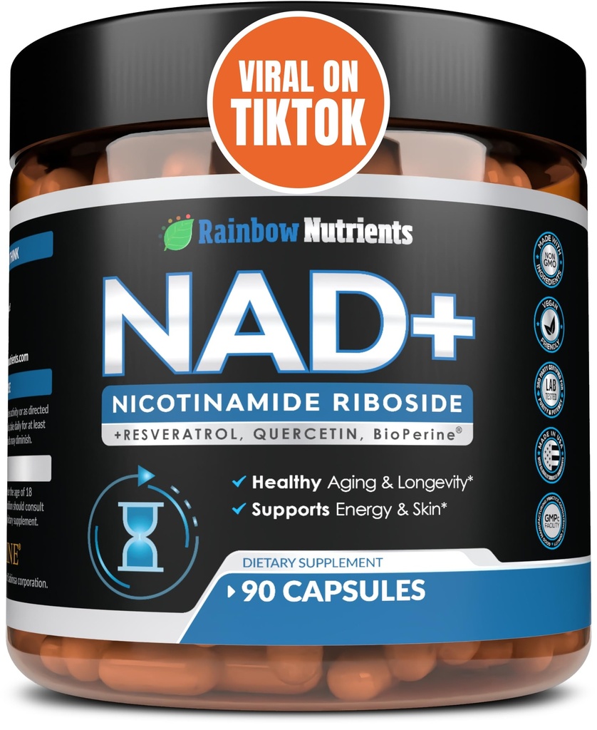 2010 MG NAD+ Supplement- Nicotinamide Riboside, Resveratrol, Quercetin & BioPerine® (High Absorption)- Natural NAD Booster for Anti-Aging, Cellular Energy, Skin- For Women & Men- 90 V Capsules