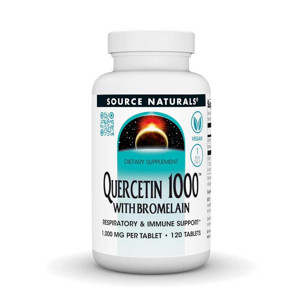 Source Naturlas Quercetin 1000 with Bromelain, Respiratory and Immune Support*, 1,000 mg Tablets, 120 Count