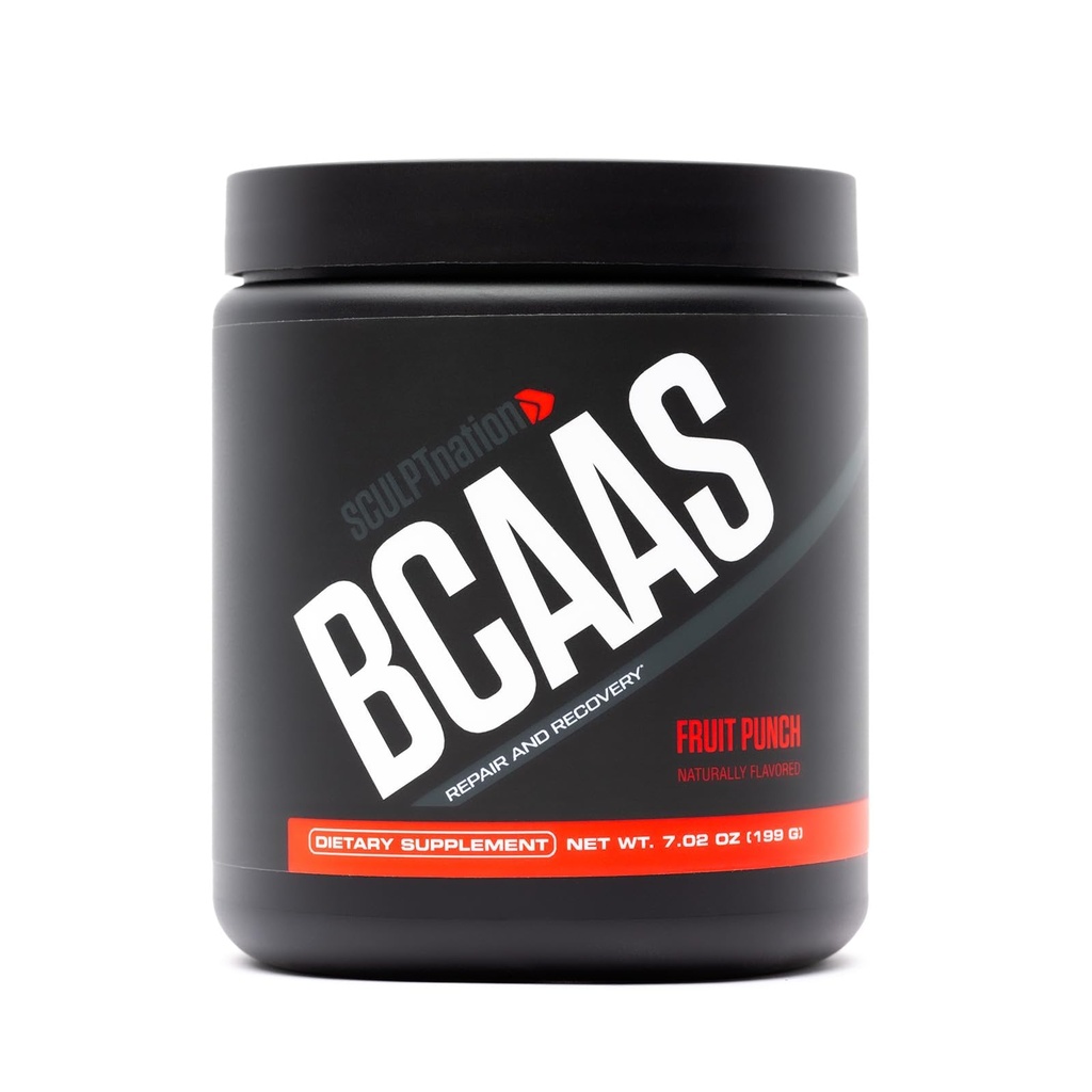 Sculpt Nation by V Shred BCAA Powder - Ισχυρό Amino Acids Blend για την υποστήριξη της αποκατάστασης και της αντοχής, Cranch Chain Essential Amino Acids, Fruit Punch - 30 Υπηρεσίες