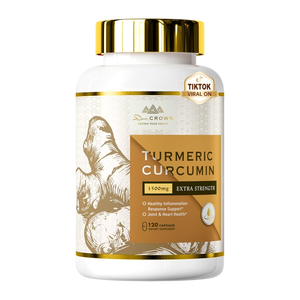 Turmeric Curcumin Supplement 1,500mg, 95% Standardized Curcuminoid with Ginger, MCT Oil, & Black Pepper for Better Absorption, for Antioxidant & Joint Support, 120 Capsules