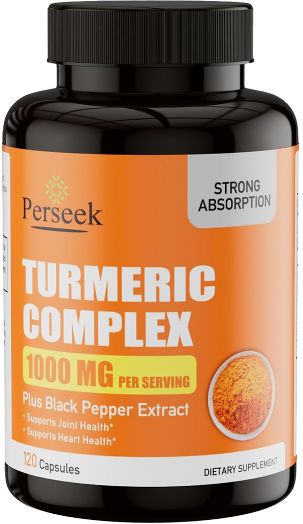 Turmeric Curcumin Supplement, 1000mg Turmeric Supplement, Premium Organic Turmeric Root & Black Pepper Extract for Ultra Absorption, Joint Support - Vegan, Non-GMO, 120 Capsules, 60-Day Supply
