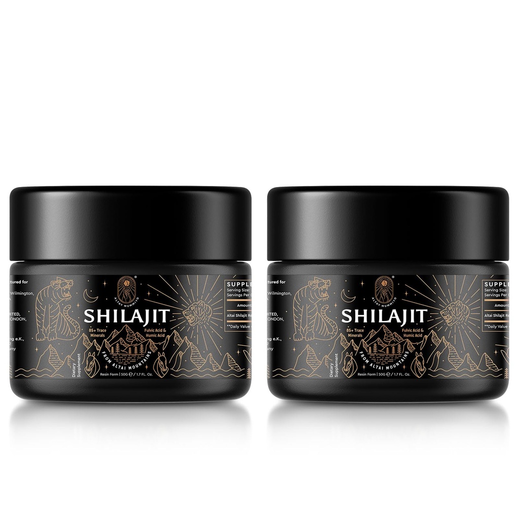 Shilajit Resin με Fulvic Acid & Trace Minerals, Original Siberian Shilajit Pure με 85+ Humic Acid Supplement for Energy & Immune System - 100 Serving / 50g (2 Pack), Gel