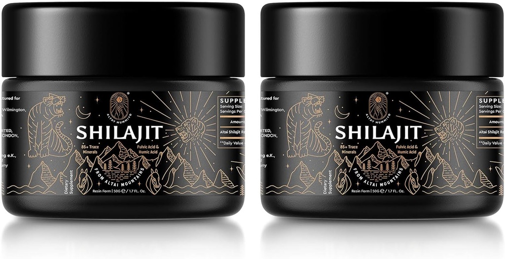 Shilajit Resin με Fulvic Acid & Trace Minerals, Original Siberian Shilajit Pure με 85+ Humic Acid Supplement for Energy & Immune System - 100 Serving / 50g (2 Pack), Gel