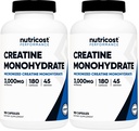 Nutricost Creatine Monohydrate 3.000mg, 180 Κάψουλες (750mg ανά καψάκιο) - Χωρίς γλουτένη, Μη ΓΤΟ (πακέτο του 2)