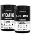 Jacked Factory Creatine Monohydrate Powder 425g, 85 SV & L-Glutamine Συμπλήρωμα 500g, 100 SV - Δεν Artificial Fillers, Μη αρωματισμένα