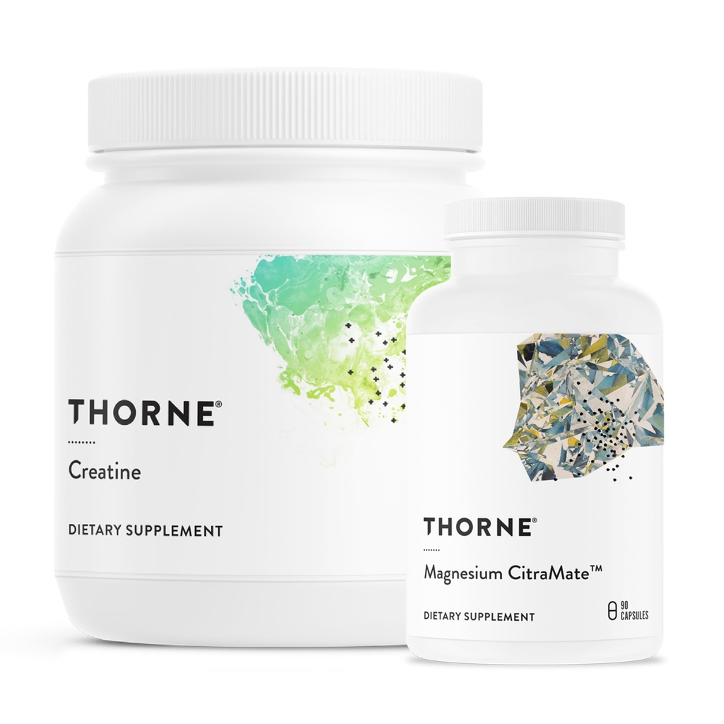 THORNE - Μαγνήσιο CitraMate & Creatine Performance Combo - Βασική υποστήριξη για την ενέργεια, τους μυς, και Γνωστική λειτουργία - 90 εξυπηρετούν