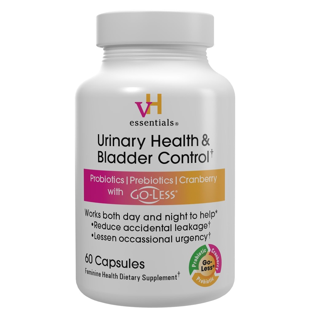 vH essentials urinary Health & Bladder Control, Cranberry Extract, Prebiotics and Probiotics, 24ωρη υποστήριξη για την υγεία των θηλυκών, μειώνει περιστασιακή διαρροή, υποστηρίζει κολπική υγεία, 60 κάψουλες