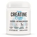 Orgain Micronized Creatine Monohydrate Lean Myster Powder with Mevolution Blend, Unflaved, 50 Servings, Υποστηρίζει τη μυϊκή δύναμη και την υγεία του εγκεφάλου, χωρίς γαλακτοκομικά ή σόγια, χωρίς γλουτένη, Vegan