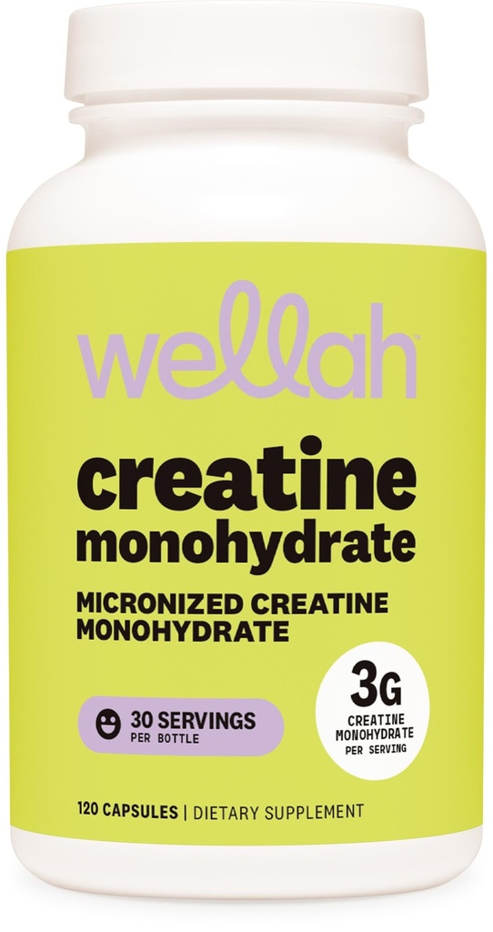 Wellah Creatine Monohydrate Capsules (3000 mg) 120 Capsules - Micronized Creatine, 30 Servings