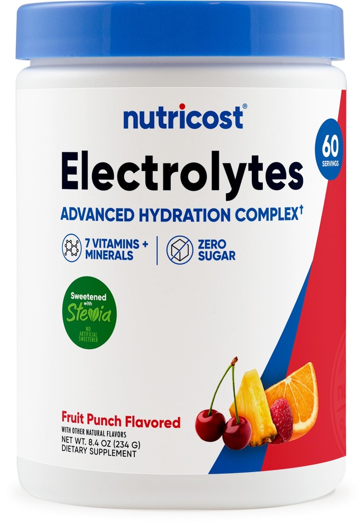 Nutricost Electrolyte Complex Powder (60 Σερβιέτες, Fruit Punch) - Συμπλήρωμα ενυδάτωσης Ποτό Μίγμα με Βιταμίνες και Ορυκτά