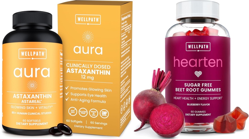 WellPath Astaxanthin 12mg – Natural Astaxanthin Supplements from Microalgae and Beet Root Gummies (Sugar Free - Blueberry Flavor) 1500 mg