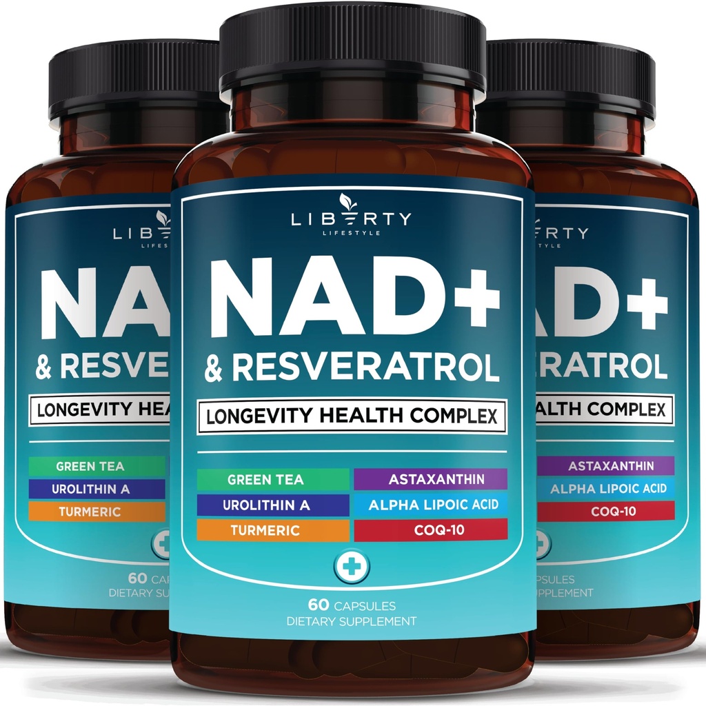NAD+ Supplement Complex – NAD+ 300 mg with Astaxanthin, Urolithin A, Resveratrol, CoQ10 & Antioxidant Blend – Cellular Energy, Mitochondrial Support or Women & Men – Vegan, Non-GMO- 180 Count