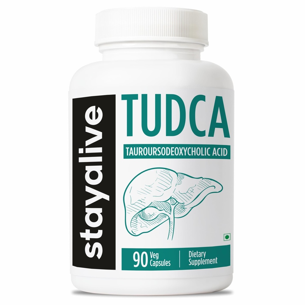 STAY ALIVE TUDCA Capsules 500mg, Tauroursodeoxycholic Acid Bile Salts, 90 Count, Non-GMO & Gluten Free TUDCA Supplement for Men and Women