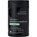 Sports Research® Organic Ashwagandha – Adaptogen for Relaxation, Calm & Sleep Support – Made with Organic KSM-66® – 600 mg – Non-GMO Verified, Gluten-Free, Certified Vegan – 90 Veggie Capsules