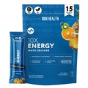 10X Health - Energy Wave Crusher - Ενεργειακό Ποτό με 200mg καφεΐνη, BCAAs, Β Βιταμίνες, Επιταχυμένη Απορρόφηση - Τροπικό Punch Pre-Workout Ποτό - 15 Ποτά Mix Packets (Wave Crusher - Ενέργεια)