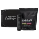 Sports Research® Sweet Sweat Black Waist Trimmer 'Xtra-Coverage' Belt (Size - Large), Multi Flavor Hydrate Electrolytes (16x Pack) and Original Workout Enhancer Roll-On Gel Stick