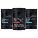 Sports Research® Omega Power House Antarctic Krill & Fish Oil with Triple Strength EPA DHA and Phospholipids, Choline & Astaxanthin & Wild Alaskan Cod Liver Oil 1000mg with Vit. A (1000IU) & D3 (400IU