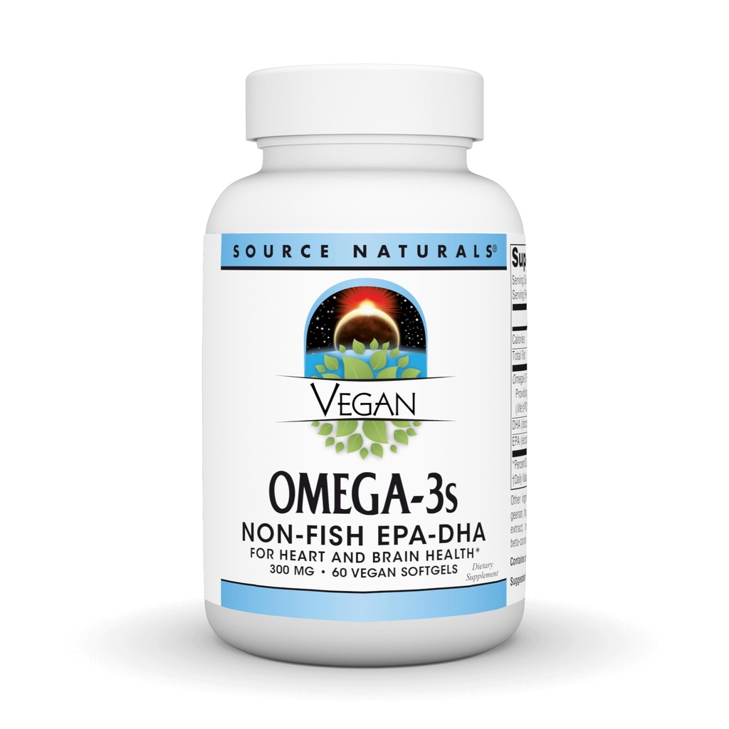 Source Naturals Vegan Omega-3s, Non-Fish EPA-DHA, for Heart and Brain Health Support* 300 mg - 60 Vegan Softfgels