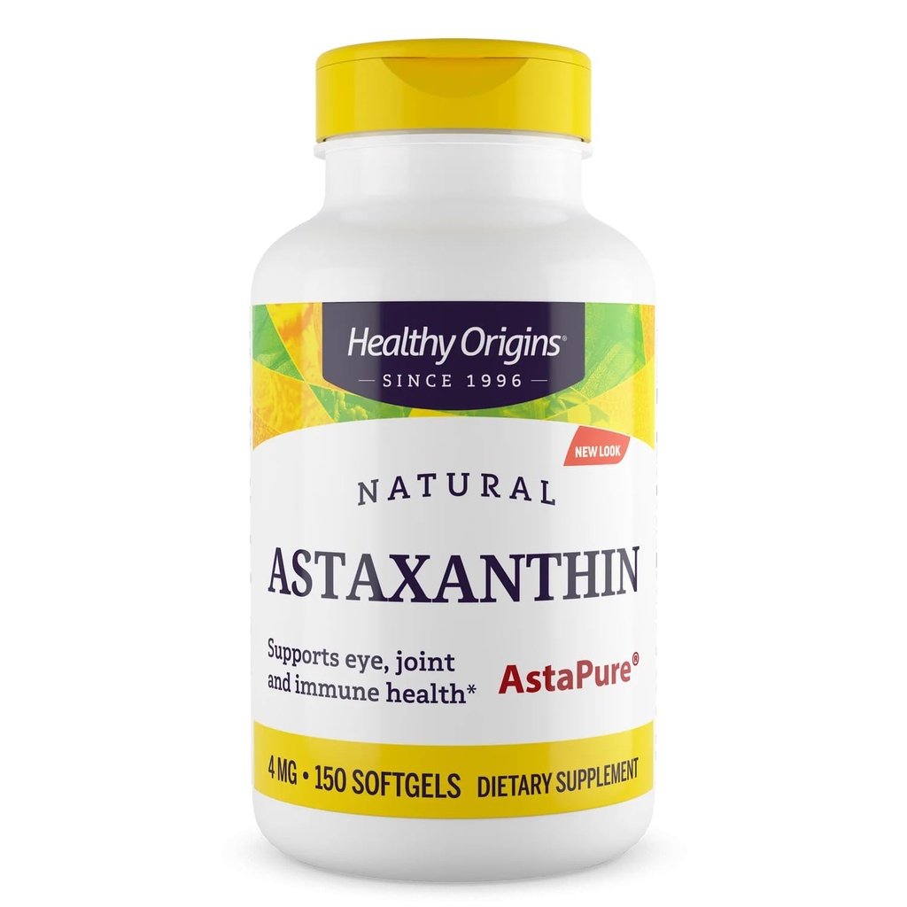 Υγιής Προέλευση Ασταξανθίνη 4 mg (Φυσική, Αστραπεία, Μη ΓΤΟ, Χωρίς Γλουτένη, Υποστήριξη ματιών, Κοινή Υποστήριξη, Ανοσολογική Υποστήριξη), 150 Softgels