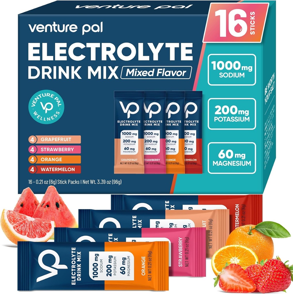 Venture Pal High Sodium Sugar Free Electrolytes Powder Packet - Συσκευασίες ενυδάτωσης με βιταμίνη, νάτριο & κάλιο 