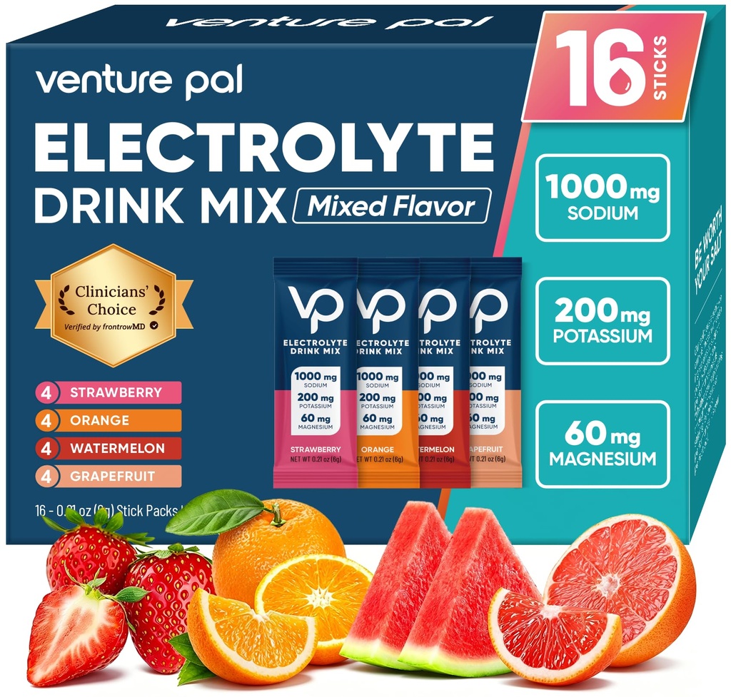 Venture Pal High Sodium Sugar Free Electrolytes Powder Packet - Συσκευασίες ενυδάτωσης με βιταμίνη, νάτριο & κάλιο 