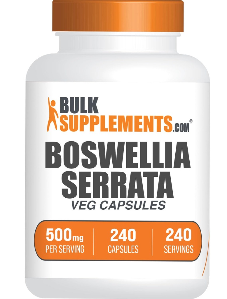 BulkSupplements.com Boswellia Serrata Extract Capsules - Boswellia Serrata Capsules - Boswellia Serrata Supplement, Gluten Free, 1 Capsule per Serving, 240 Veg Capsules (Pack of 1)