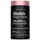 NeoCell Biotin Collagen Keratin Supplement | 80000mcg | 60 Capsules | Beauty B-Complex | Plus Hyaluronic Acid | Hair, Skin, and Nails