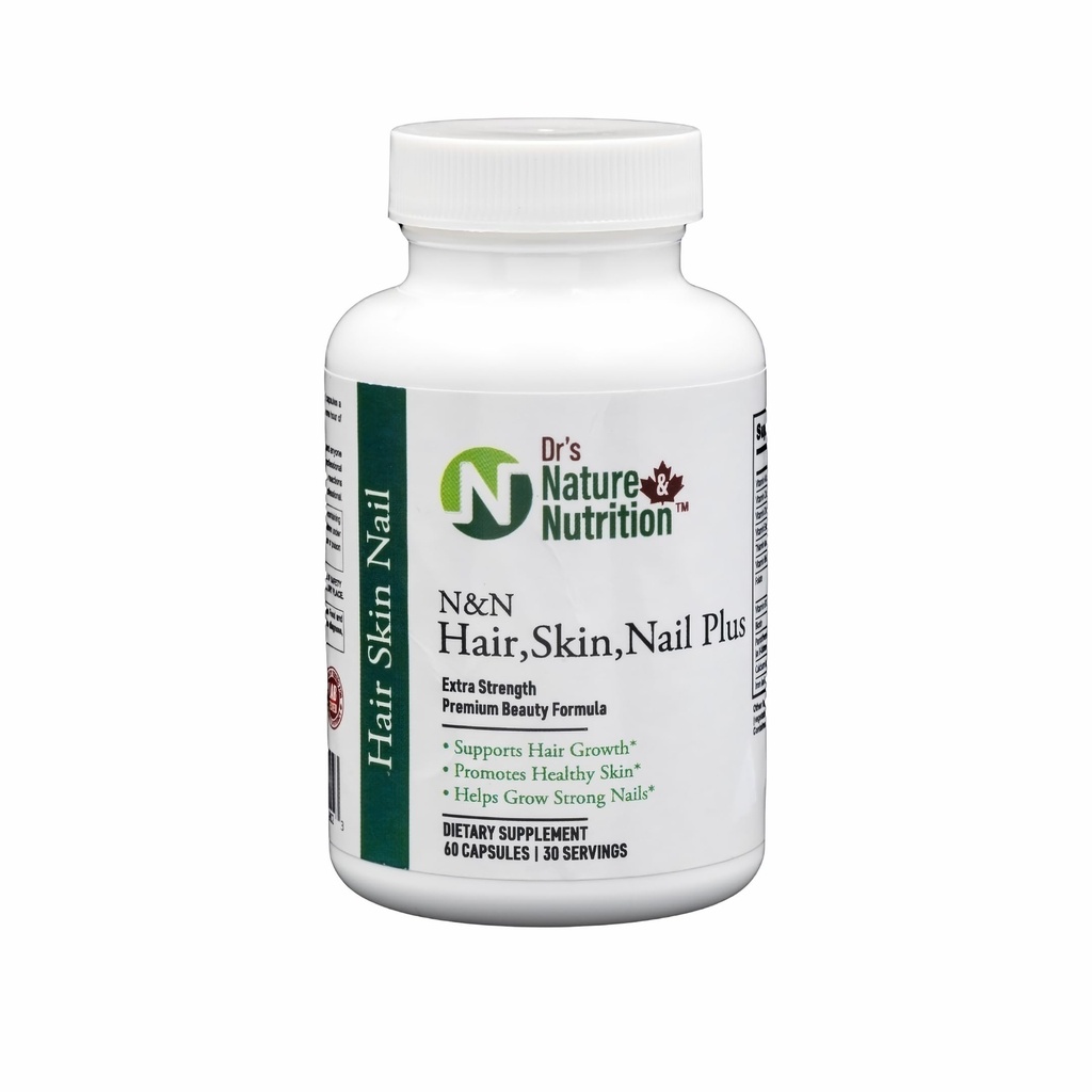 Dr's Nature & Nutrition Hair, Skin & Nail Plus Vitamin Supplement with Biotin 5000mcg, Bamboo Extract, Collagen Support - Extra Strength Beauty Supplement for Men and Women - 60 Capsules