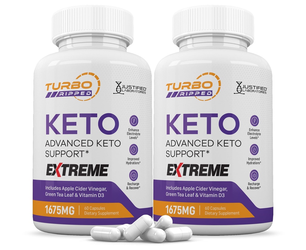 (2 Πακέτο) Turbo Rippped Keto ACV Extreme Pills 1675MG Keto Υποστήριξη Blend Κάψουλα Εναλλακτική για Keto ACV Διαμορφωμένο με μηλίτη μηλίτη ξύσμα Extra Virgin Olive Oil Powder Green Tea Leaf 120 κάψουλες