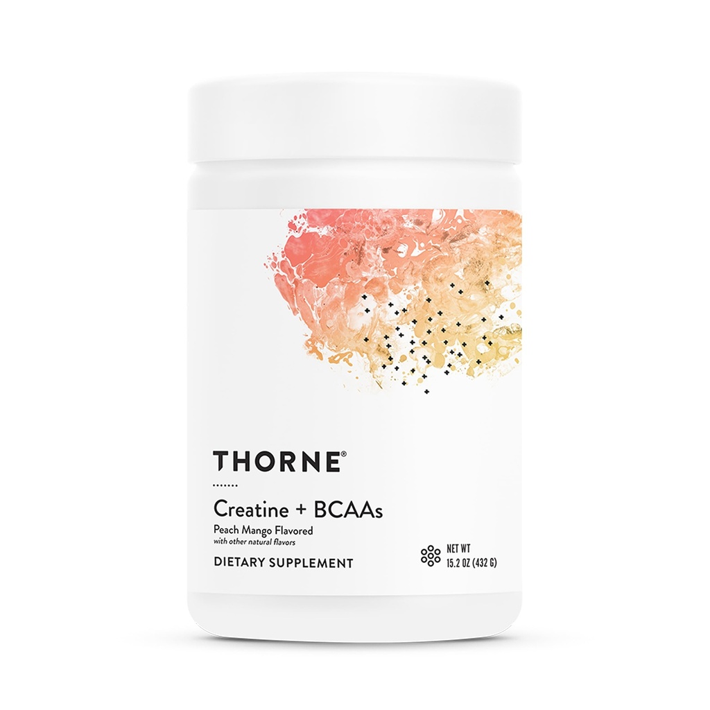 THORNE - Creatine + BCAAs - Micronized Creatine Monohydrate + BCAA Powder - Support for Muscles, Exercise Endurance & Recovery* - for Women & Men - Peach Mango - NSF Certified for Sport - 30 Servings