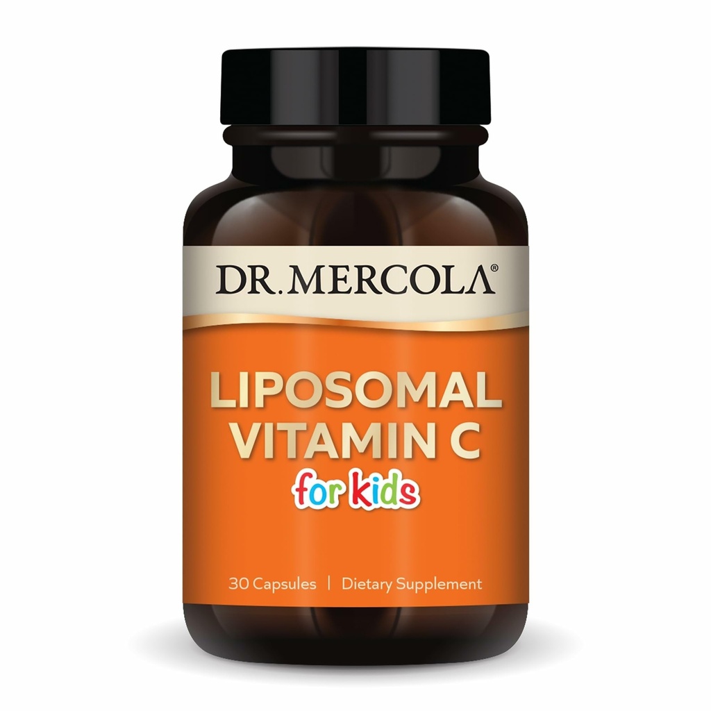 Dr. Mercola Liposomal Vitamin C for Kids - 125 mg Vitamin C - Supports Immune & Brain Function - Liposomal Delivery - Non-GMO, Gluten-Free & Soy-Free - 30 Capsules (30 Servings)