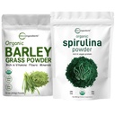 Micro Συστατικά Βιολογική σκόνη spirulina 1lb & οργανική σκόνη κριθάρι χόρτου 16oz Bundle 2 Pack 
